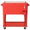 Outdoor Patio Party Rolling Steel Construction 80 Quart Bar Cooler