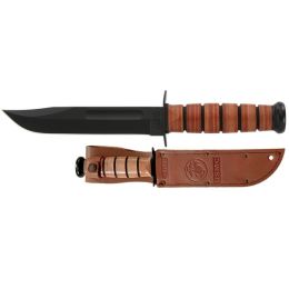 KA-BAR Full-Size Fixed USMC 7 in Black Blade Leather Handle