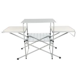 Camp Kitchen Cooking Stand with Three Table Tops (Color: White)