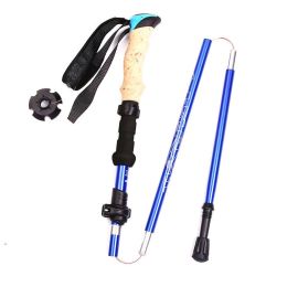 Camping & Hiking Adjustable Anti-Shock Hiking Walking Climbing Sticks (Color: Blue, Type: Trekking Poles)