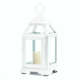 Courtyard Promenade Contemporary Simple Yet Elegant Candle Lantern (Color: White, size: 9 inches)