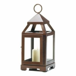 Courtyard Promenade Contemporary Simple Yet Elegant Candle Lantern (Color: Copper, size: 9 inches)