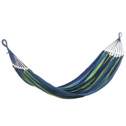 Camping Travel Beach Double Hammock Canvas Hanging Hammock Swing Bed (Color: Blue Stripe, material: Canvas)