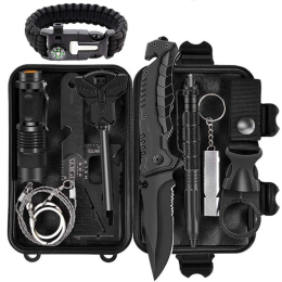 Camping Hiking Outdoor Emergency Survival Kit (Color: Black B, Type: Survival Kit)