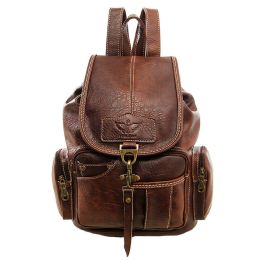 Women Girls Leather Backpack Shoulder School Shoulder Satchel HandBag Travel (Color: Dark Brown)